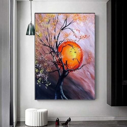 New hot 5D DIY diamond painting cross stitch landscape moon tree handmade gift square diamond embroidery home decoration