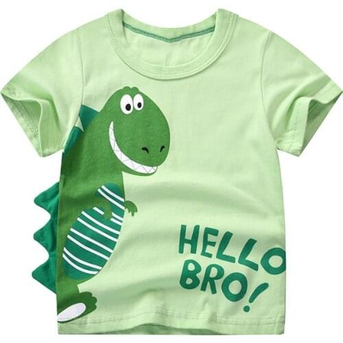 Bambino 2021 White Summer Tee for Boys 2-7 Years Dinosaur T Shirt of Children Top Clothes of School Kids 100% Cotton Clothing