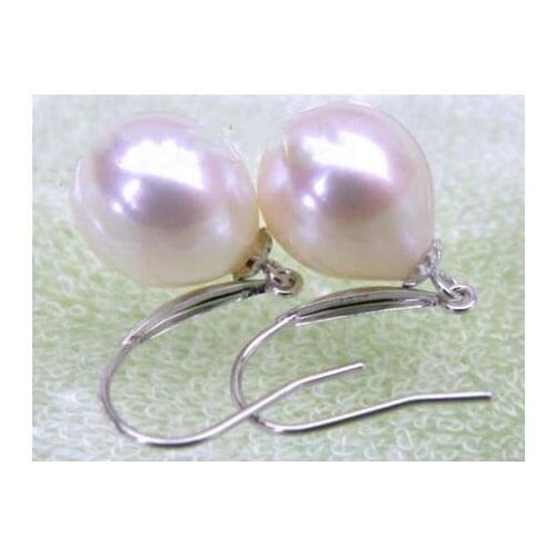 Noble jewelry white solid gold 10*11mm AAA drop white south sea pearls dangle earrings