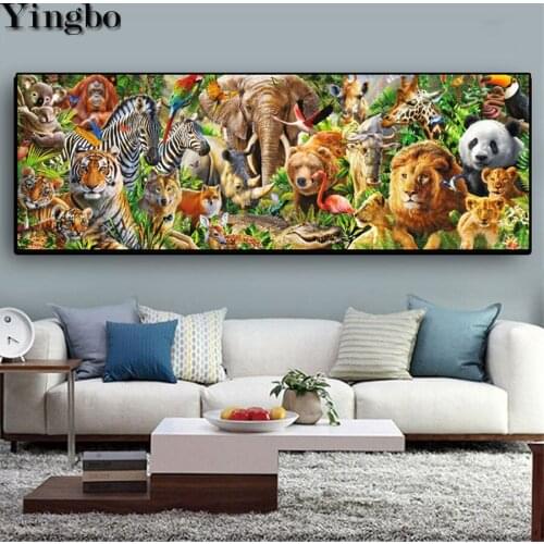 Large Diy Diamond Painting Zoo Cross Stitch full Square round 5D Diamond Embroidery Elephant/tiger/lion/zebra Wall Decor art