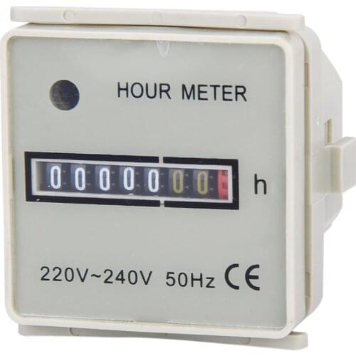 AC 220-240V Digital Tach Hour Meter Square Digital Gauge Tachometer Gauge For Gas Engines 0.3W High Accuracy