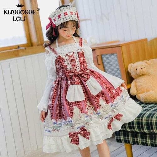 Childrens Lolita Dress Spanish Dress Girls Clothing Jsk Suspender Dress Bow Ruffles Students Ball Drama Party Cosplay Costumes