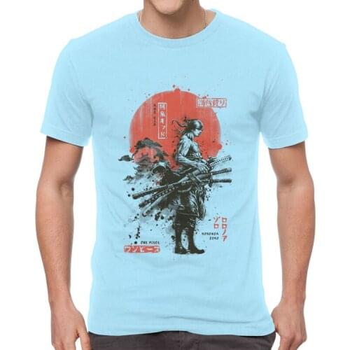 Japanese Anime Manga One Piece Zoro Roronoa T Shirt Men Short Sleeve 100% Cotton T-shirt Anime Swordsman Tee Novelty Tshirt Gift