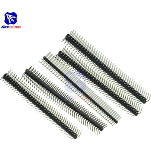 5PCS 2.54mm 2 x 40 Pin Male Double Row Right Angle Pin Header Strip Diy Kit Electronic PCB Board Module
