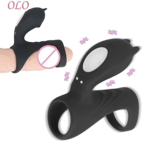 OLO Dildo Vibrator Delay Ejaculation Male Penis Vibrating Ring Sex Toys for Men Women Cock G-spot Stimulator Clitoris Massager