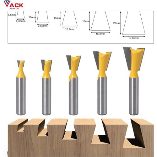VACK 8mm Shank Dovetail Cutter Joint Router Bit Milling Toos Woodworking Engraving Bits Carving Wood Slotting Milling Cutter