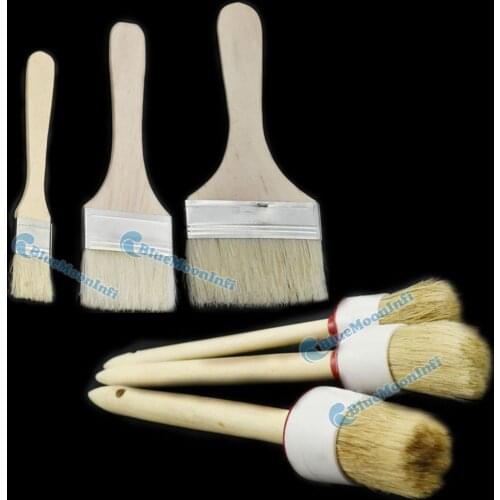 5 Pcs / Lot Round Head Wooden Handle Brush Brushes Bristles Perfect Adhesives Paint Brush Touchup Supplies Wooden Handle