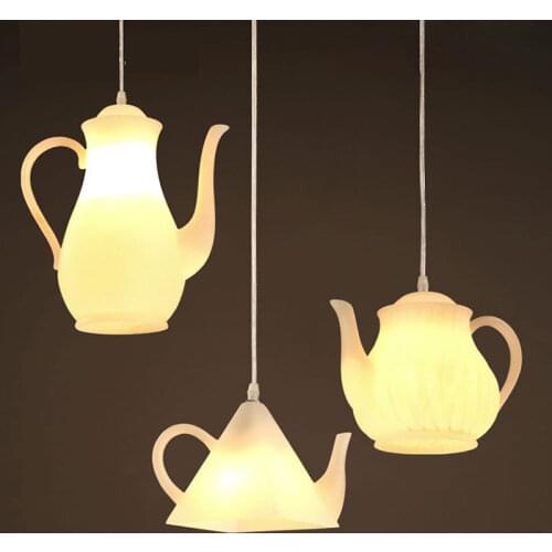 Creative Resin Teapot Led Pendant Lights Modern Living Room Bedroom Bedside Kitchen Hanging Lamps Fashion Bar Restaurant Lamps