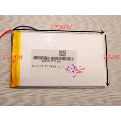 Best battery brand Size 3558120 3.7V 3200mah Lithium polymer Battery with Protection Board For PDA Tablet PCs Digital Products F