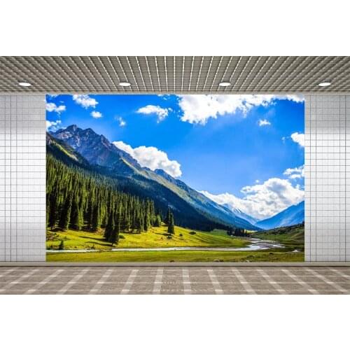 Lyavshi Baby Spring Blue Sky White Clouds Mountains Trees River Scenic Photography Backgrounds Nature Landscape Backdrops