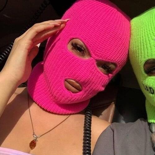 Ski Mask Knitted Face Cover Winter Balaclava Full Face Mask for Winter Outdoor Sports CS Winter Three 3 Hole Balaclava Knit Hat