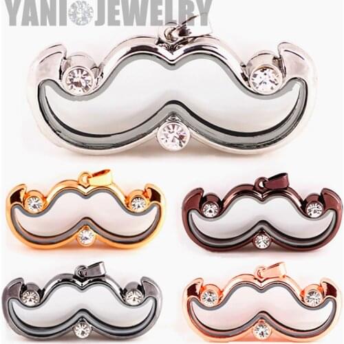 10pcs/Lot Mustache Beard Shape Rhinestone Floating Locket Pendant Magnet Memory Living Glass Floating Charm Locket