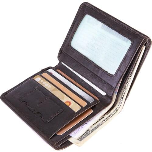 Mens Wallet Cow Genuine Leather Wallets for Man Business Male Short Wallet Coin Purse Money Clip Photo Holder Cards Holders