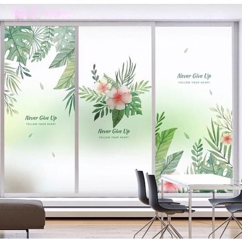Nordic Leaves Window film stained glass sticker Custom no-glue self-adhesive vinyl Static Cling frosted office decorative films