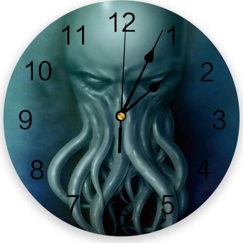 Sea Octopus Retro Cthulhu 3d Wall Clock Modern Design Farmhouse Decor Kitchen Vintage PVC Round Clock Living Room Decoration