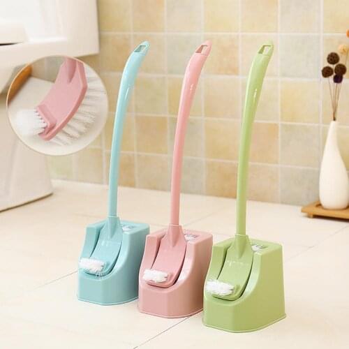 Plastic Bathroom WC Double Sided Long Handle Cleaning Toilet Brush with Base Bathroom Accessories Tools Brushes
