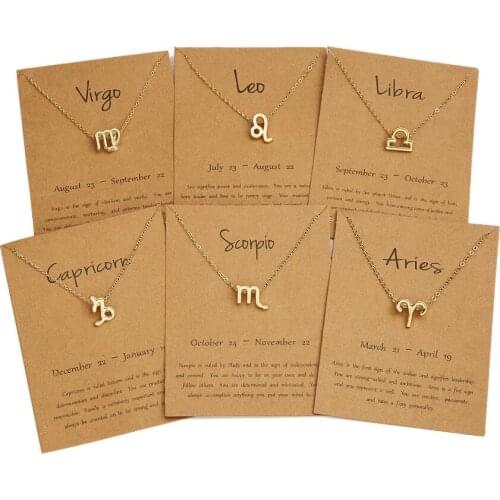 Birthday Gifts Star Zodiac Sign 12 Constellation Necklaces Pendants Choker for Women Jewelry with Birth Month Letters