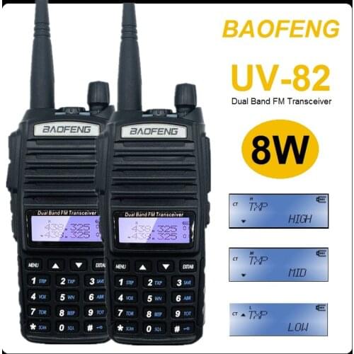 2PCS Baofeng UV-82 8W Walkie Talkie Powerful Portable Dual Band FM Transceiver Amateur UV82 VHF/UHF UV 82 Two Way Radio Scanner