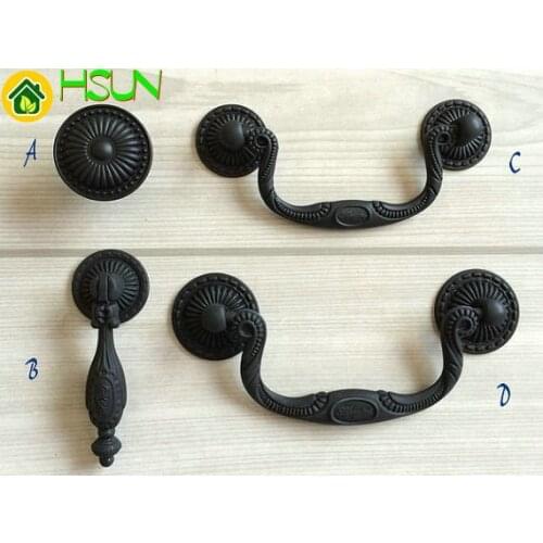 3.4" 3.75" Black Dresser Knobs Pulls Drawer Knob Pull Handles Drop Bail Pulls Retro Vintage Style Kitchen Cabinet Door Handle