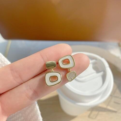 14k Gold Plated Jewelry Asymmetrical Geometric Simple Hollow Micro-inlaid Zircon Stud Earrings for Woman Daily Fashion Earring