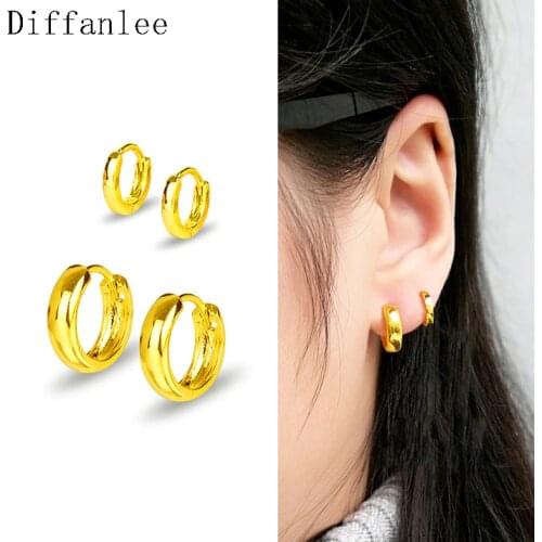 2 Pair/Combo Smooth Hip-hop Huggie Hoop Earings Fashion For Women Men Children Girls No Stone Classic Gold Color ear Jewellery