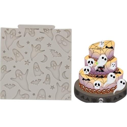 New Hosts Bats Moon Star Silicone Mold Cake Border Cupcake Fondant Cake Candy Clay Chocolate Gumpaste Moulds for 2020 Halloween