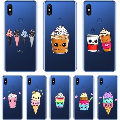 TPU Phone Case Silicone For Xiaomi Mi Mix 1 2 2S 3 Sweet Cute Funny Ice Cream Drink Soft Back Cover For Xiaomi Mi Max Note 1 2 3