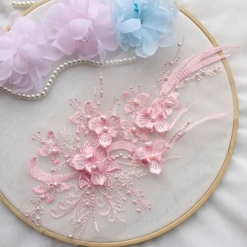 Color stereoscopic beads, lace flowers, flowers, wedding dress, DIY cloth, decorative lace accessories for stage costumes