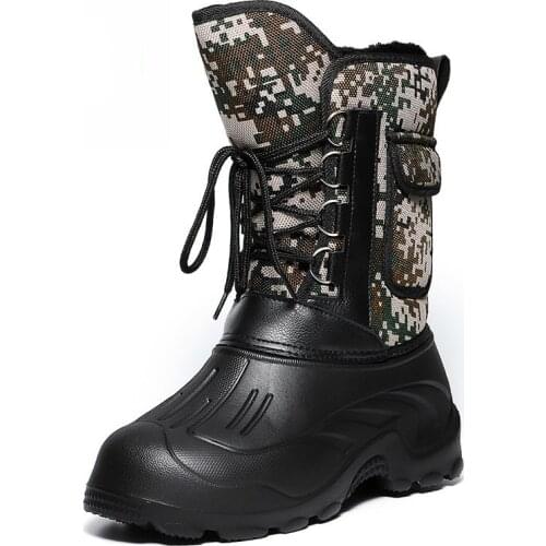 Ultralight Thicken Warm Waterproof Snow Boots Men Outdoor Camping Hiking Shoes Plus Velvet Thermal Non-slip Hunting Fishing Boot