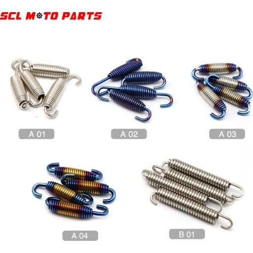 ALconstar-Racing Motorcycle Universal Exhaust Muffler Springs Fully Rotatable Stainless Steel Springs Hooks 2 Pcs Colorful