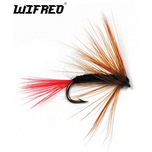Wifreo 10PCS 10# Brown Hackle May Fly Red Tail Fishing Fly Trout Baits Fly
