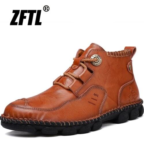 ZFTL New mens martins boots handmade man casual large size autumn men outdoor lace-up shoes male Tooling ankle boots 0135