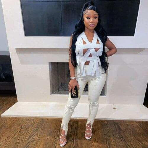 Molly Criss Cross Stretch Hollow Out Tank Tops V Neck Sleeveless Women Fashion Nigh Clubwear Crop Top Solid Sexy Party Tanks