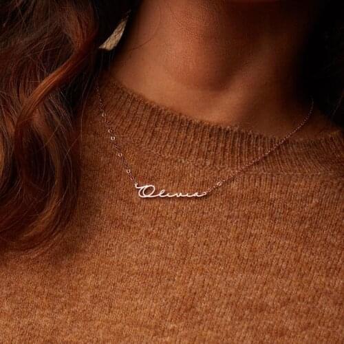 Womens Fashion Personalized Custom Name Necklace Stainless Steel Rose Gold Nameplate Pendants Best Friend Gifts Collier Femme