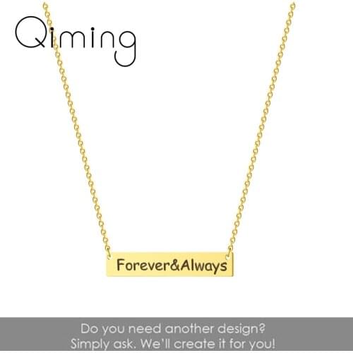 Handmade Engraved Bar Custom Necklace Women Female Personalized Stainless Steel Jewelry Friendship Necklaces Wedding Gift