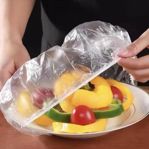 100 Pcs Plastic Bags Bowl Cover Food Cling Film Vacuum Sealed Pouch Kitchen Storage Organization Saran Wrap