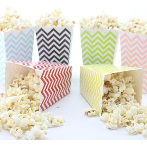 12 Pieces Colorful Dot Wave Striped Paper Popcorn Boxes Doll Corn Favor Bags For Candy/snack/chips Wedding Xmas Birthday Movie