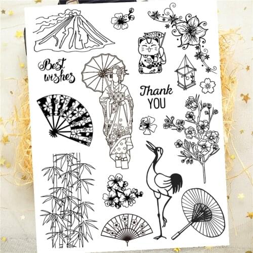 14x18CM Japanese girl Transparent Silicon Seal Clear Stamps Roller Stamps DIY Scrapbook Album Card NEW YEAR Easter