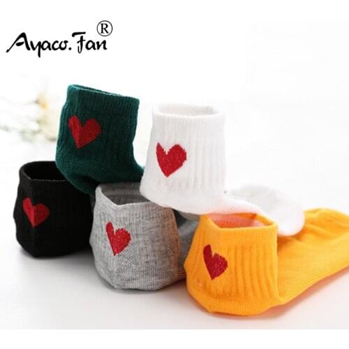 5Pairs New Cotton Socks for Men Women Cute Cat Bear Striped Solid Ankle Socks Short Socks Summer Autumn Casual Heart Gril Socks
