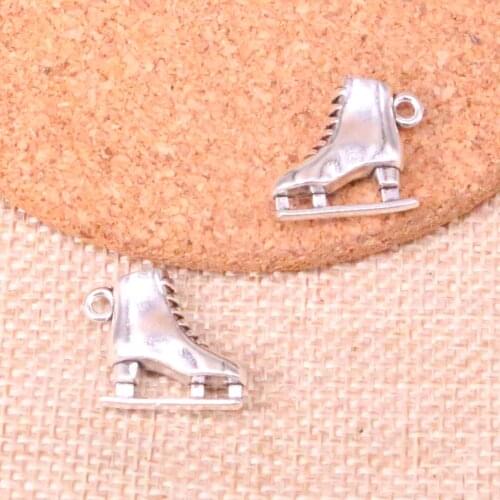 6pcs Plated Ski Boot Charms Pendants for Jewelry Making Vintage Antique Silver Plated DIY handmade 21*18*6mm