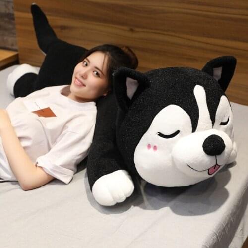 70cm Kawaii Stuffed Husky Toys Cute Simulation Husky Dog Plush Pillow Stuffed Doll Kids Baby Toys Gifts Giant Husky Plush Pillow