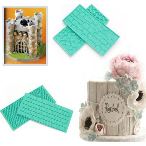 9Styles Bark Stone Flower Wall 2Pcs/Set Cake Mold Embossed Fondant Cutter DIY Mould Pastry Baking Cake Decorating Tools