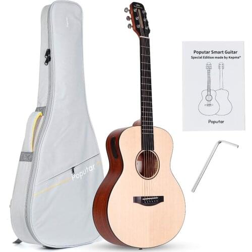 Poputar T1 36 Inch Spruce Mahogany Acoustic Guitar LED Smart Guitar Guitare App BT5.0 Guitarra Musical Instruments With Bag
