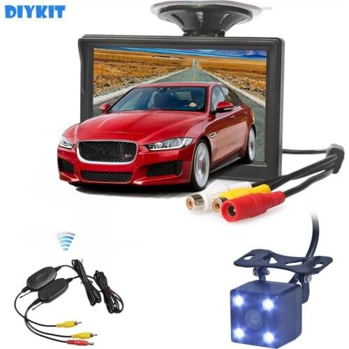 DIYKIT Wireless 5" Rear View Car Monitor Waterproof LED Night Vision Backup Rear View Car Camera for Parking Assistance System