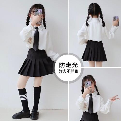 2021 autumn Teenager Girls Blouses lolita School Kids Blouse Long Sleeve Turn Down Collar Patchwork Children Shirts 8 9 10 year