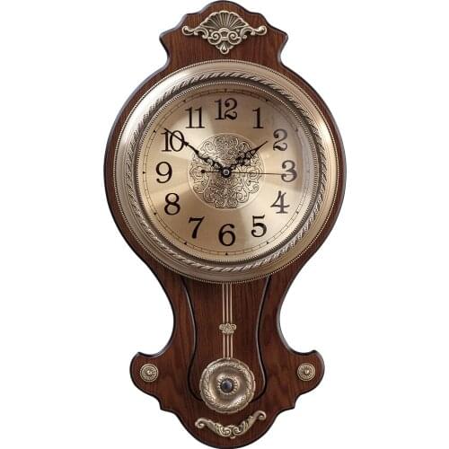 Vintage Luxury Wall Clock Digital Silent Big Mute Antique Classic Wall Clock Pendulum Copper Quartz Watch Klok Home Decor AD50WC