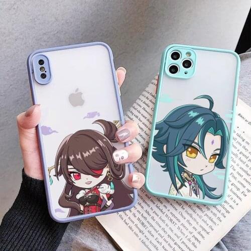 Genshin impact Anime Phone Case For iPhone 12 11 Pro MAX XR XS 7 SE 2020 X 8 6 Plus Cute Clear Hard Matte Cover Shockproof Shell