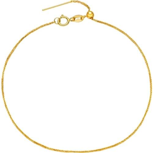 Pure 18K Yellow Gold Bracelet Women AU750 Gold Wheat Link Chain Bracelet