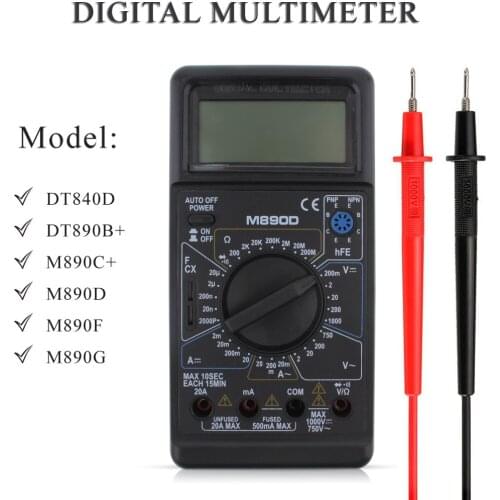M890D Digital Multimeter DMM AC/DC ohm Meter with Capacitance hFE Test for Transistor Tester Diagnostic Measuring Tool VEJ52 T50