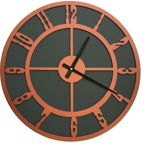 North Designed Mildew Green Copper Circle Decorative Wall Clock 48 Cm